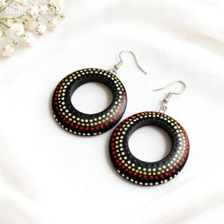 Handcrafted Painting Wood Earrings Premium Quality